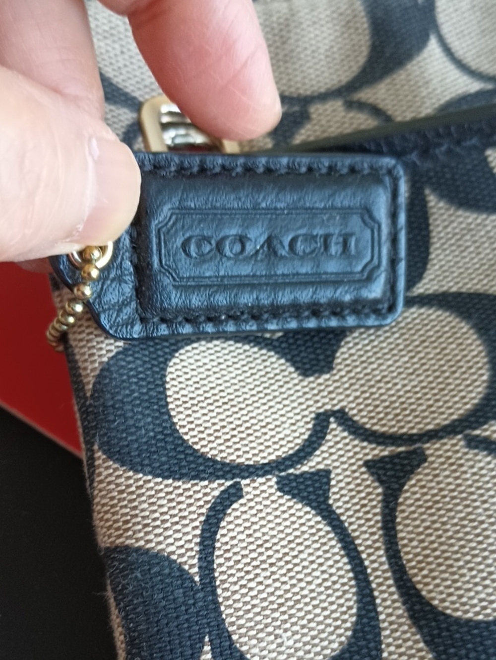 Coach #51086 Madison Khaki Black Signature Canvas Slim Crossbody File Bag - Picture 9 of 14